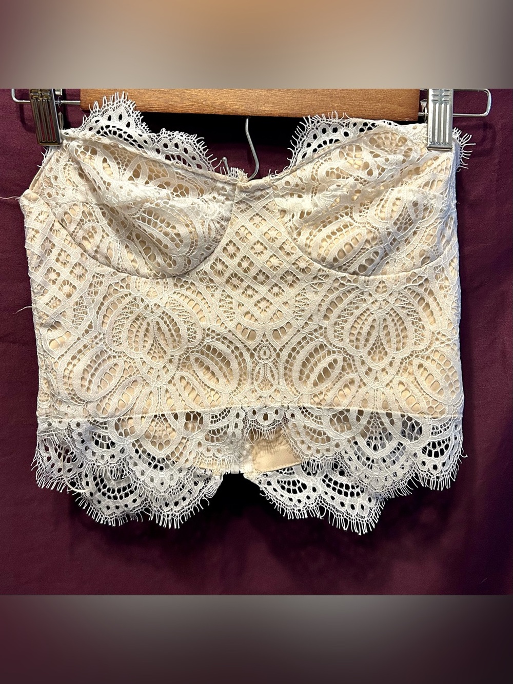Revolve superdown Cream Crochet Lace Bustier Bandeau